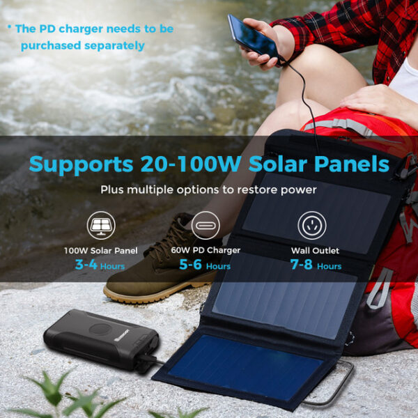 Renogy 72000mAh 266Wh Power Bank support 2-100w solar panels
